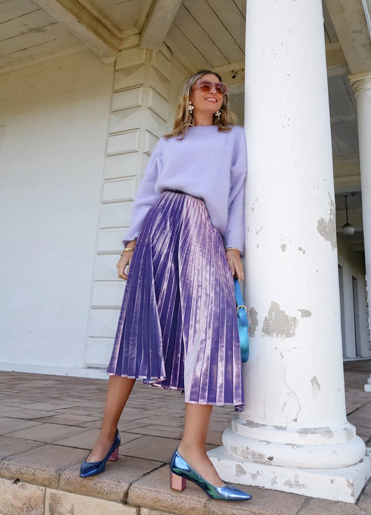 Mirage Velvet Pleated Skirt Lilac