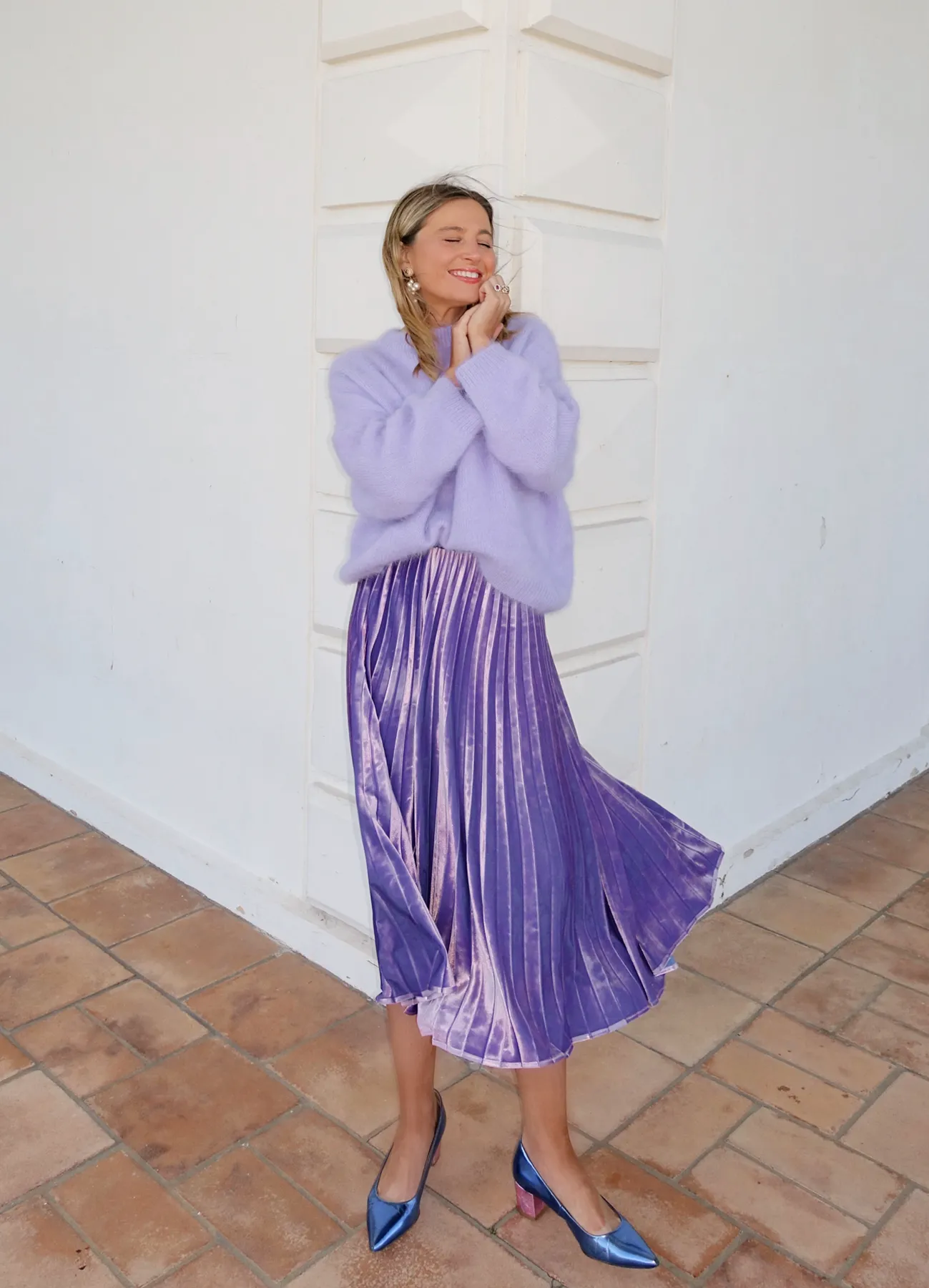Mirage Velvet Pleated Skirt Lilac