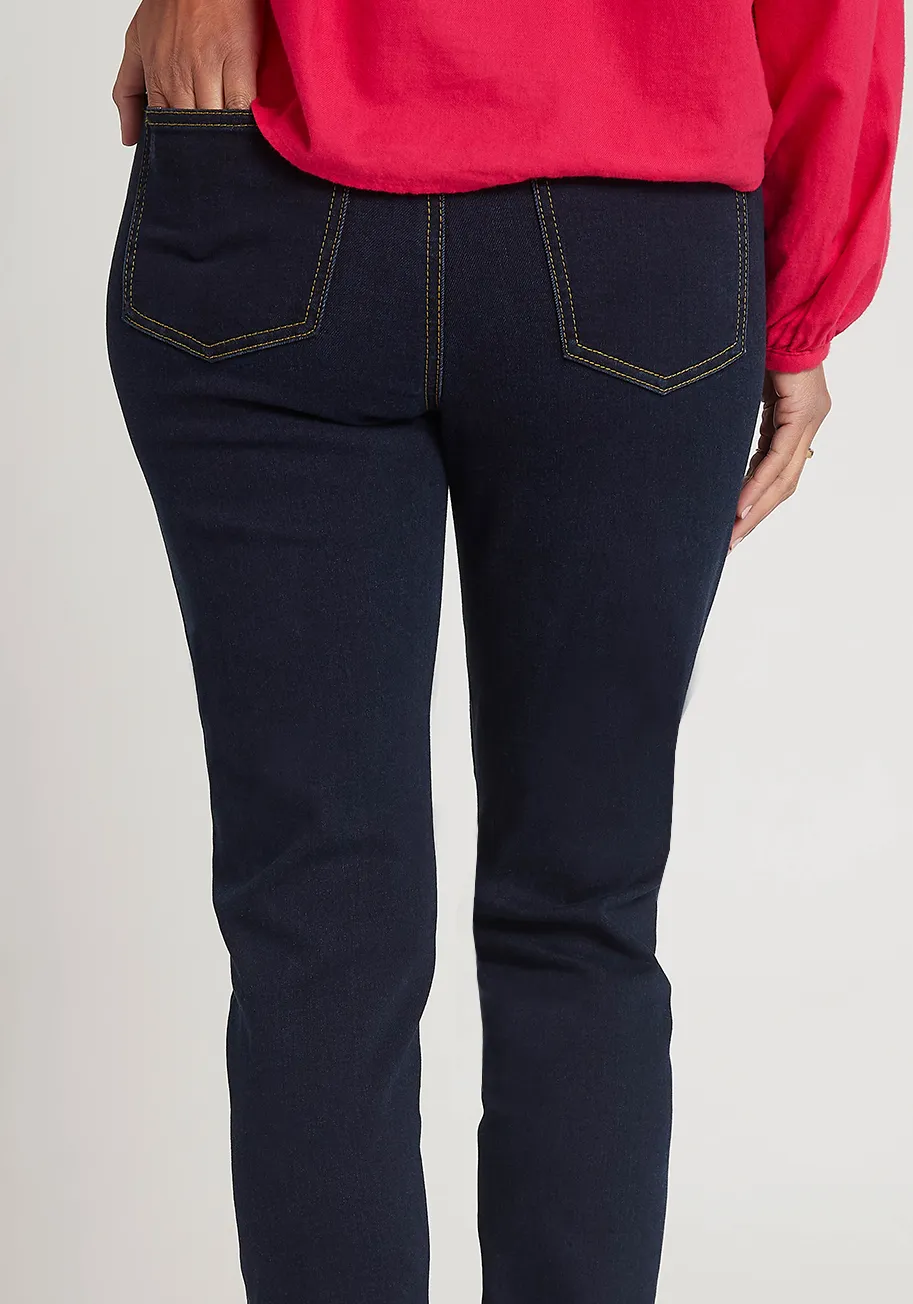 Mission High-Rise Denim | Straight (Contrast Dark Indigo)