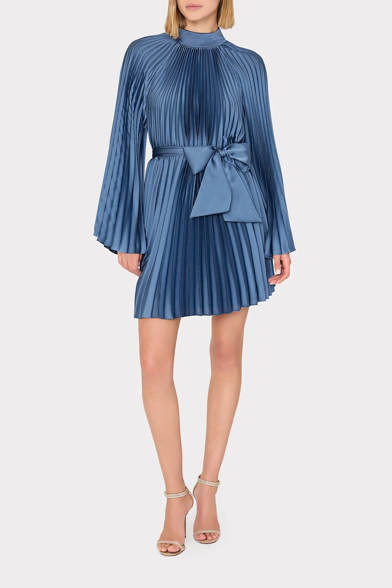Nandi Mock Neck Pleated Dress