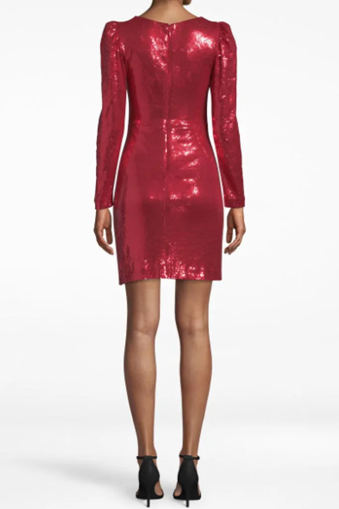 Nicole Miller - Sequin Long Sleeve Surplice Dress