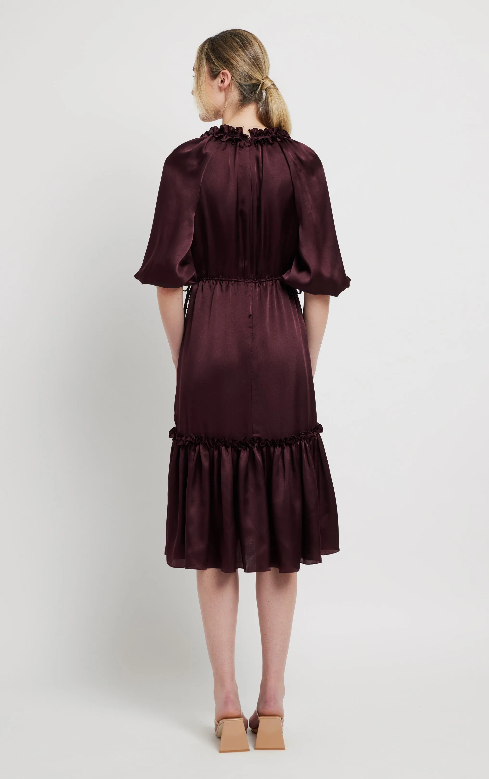 Nina Silk Dress - Bordeaux
