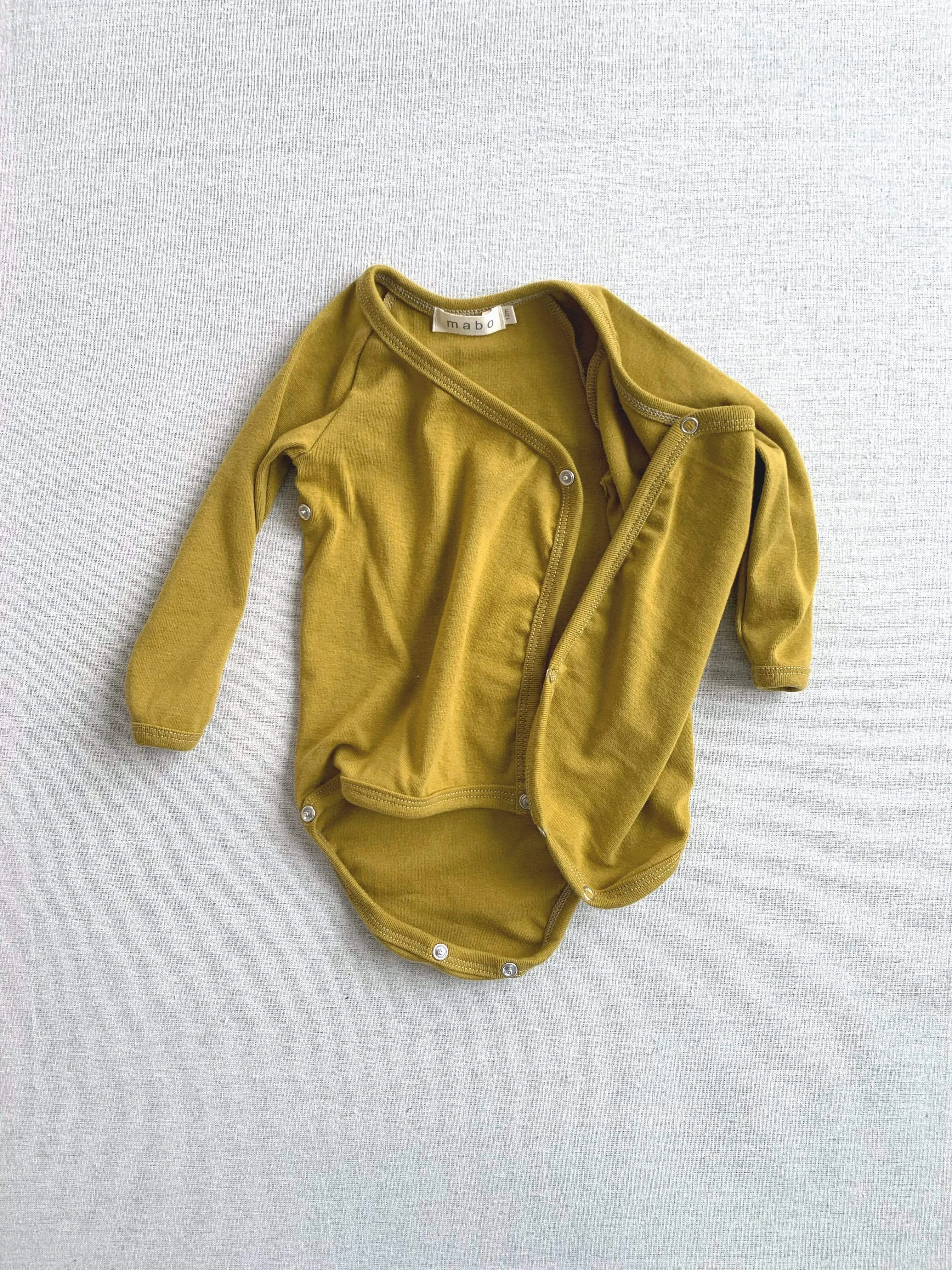 organic cotton wrap onesie - chartreuse