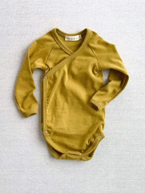 organic cotton wrap onesie - chartreuse