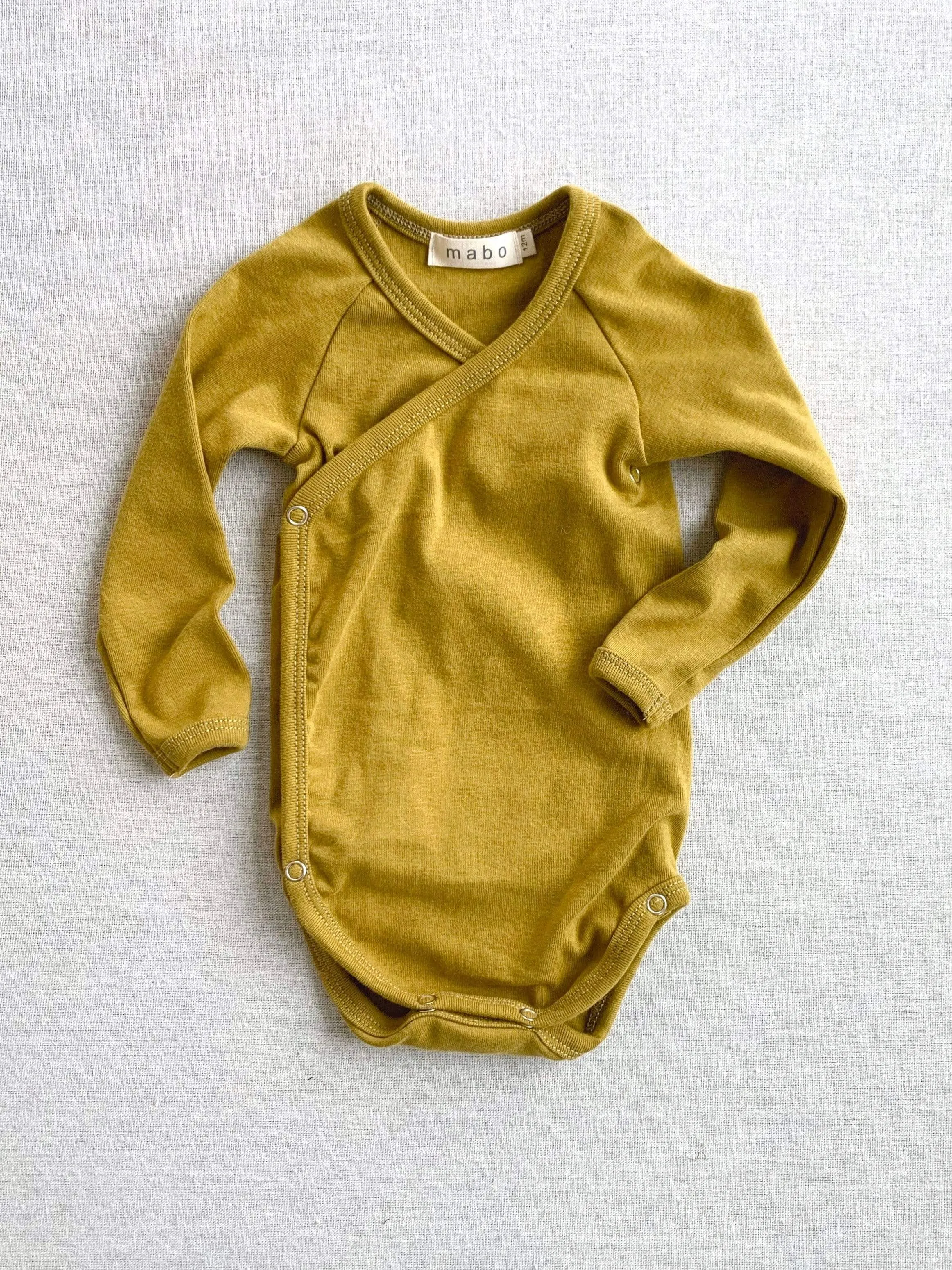 organic cotton wrap onesie - chartreuse