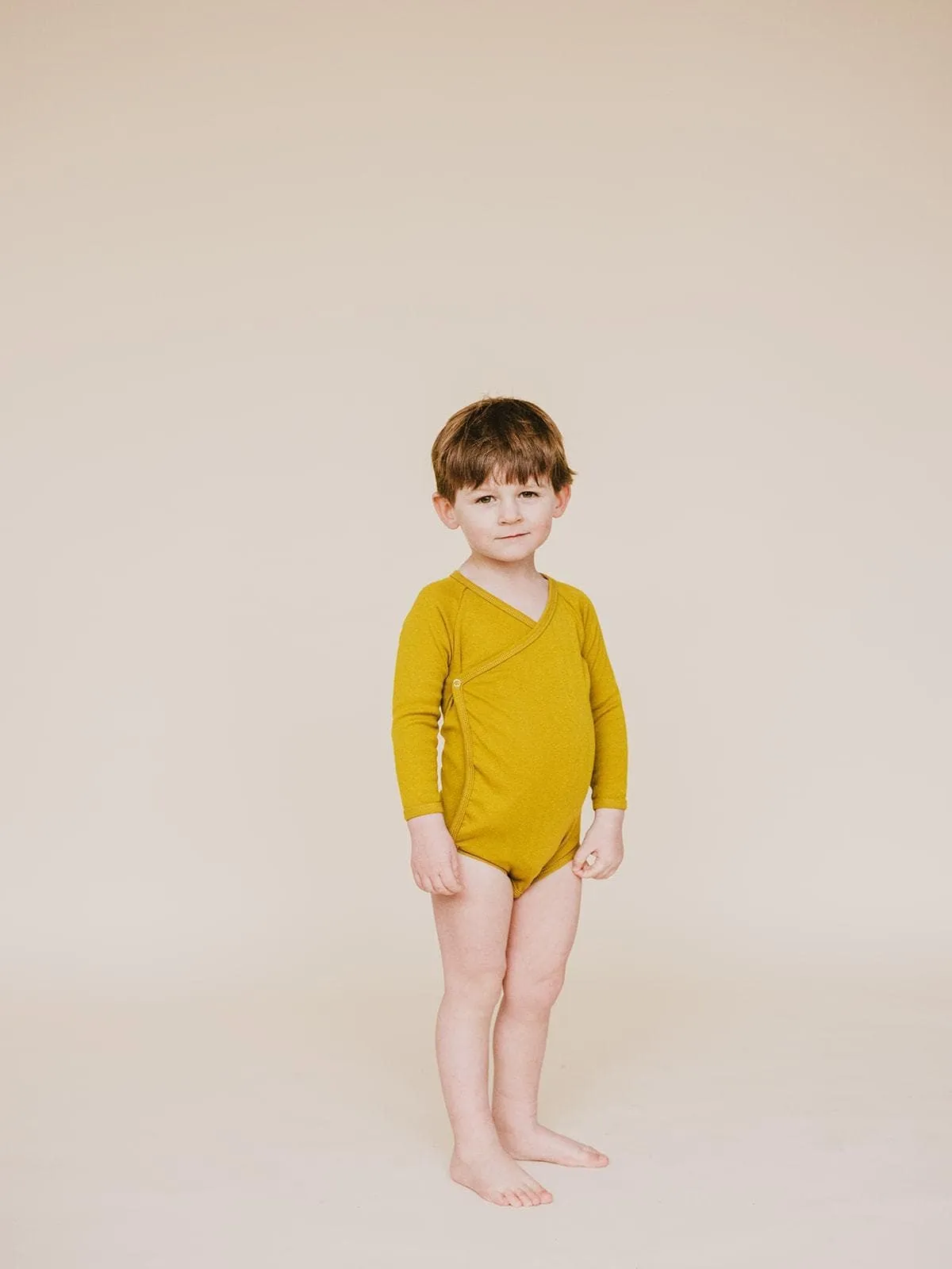 organic cotton wrap onesie - chartreuse