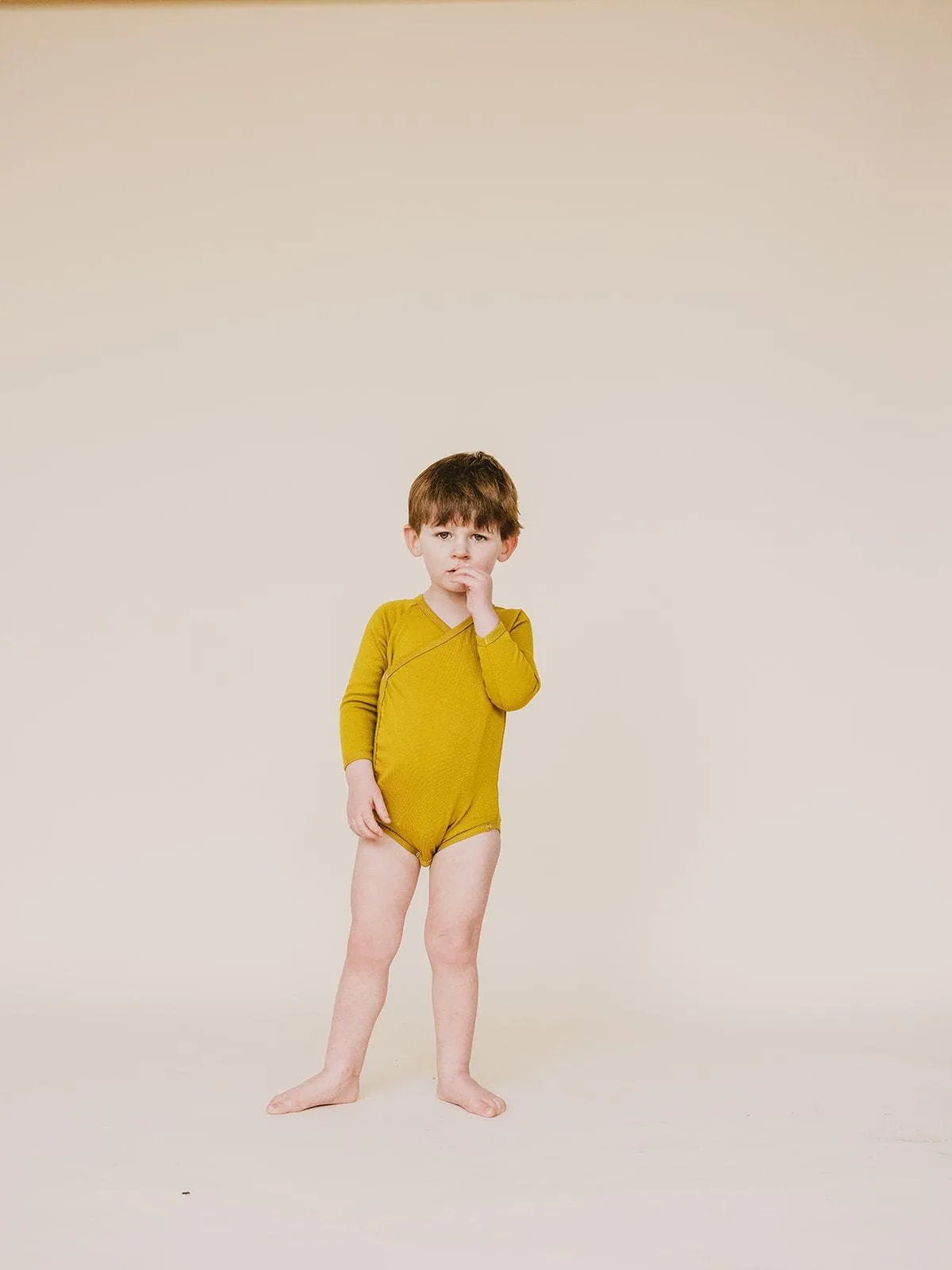 organic cotton wrap onesie - chartreuse