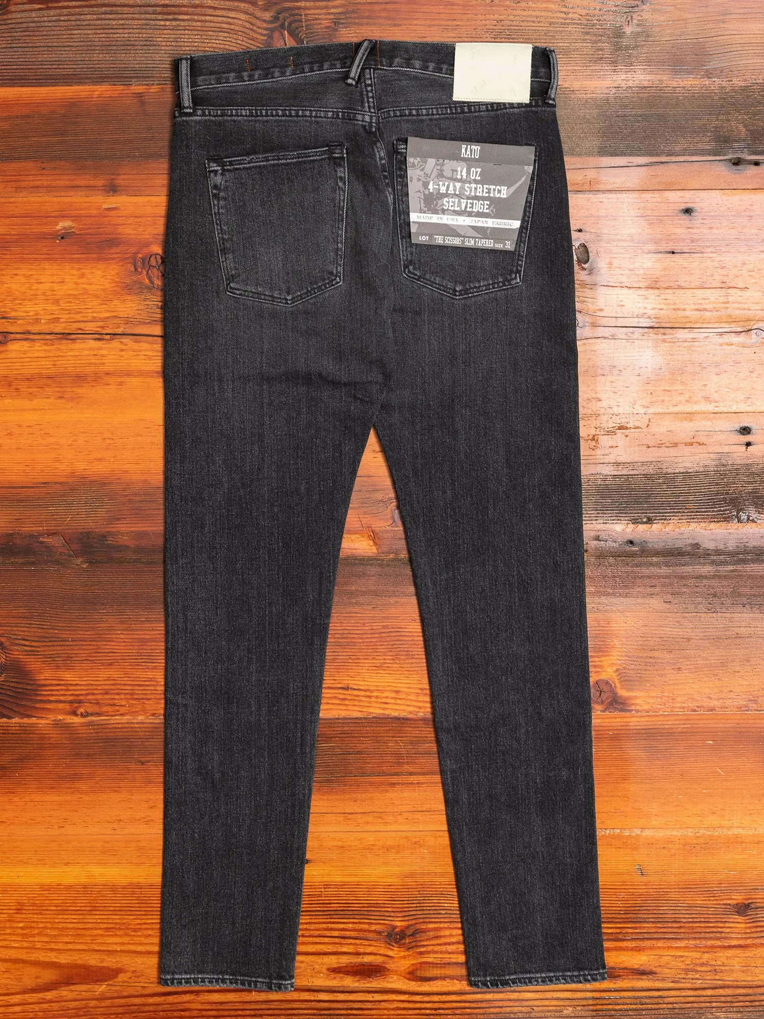 "Noel" 14oz Washed Black Stretch Selvedge Denim - Scissors Slim Tapered