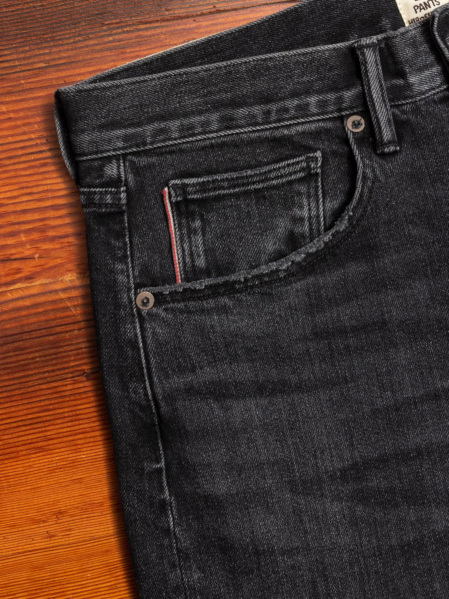 "Noel" 14oz Washed Black Stretch Selvedge Denim - Scissors Slim Tapered