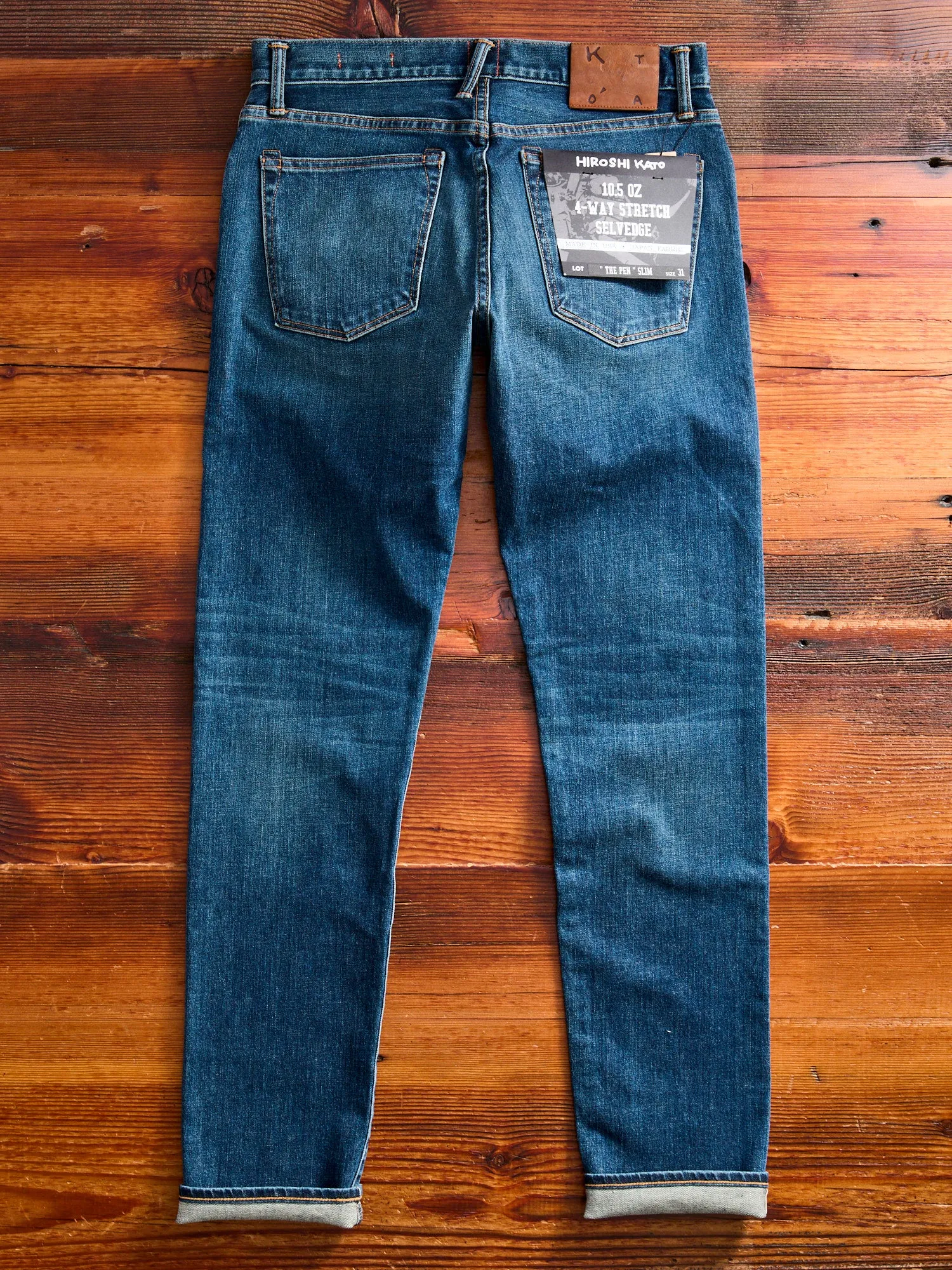 "Rain" 10.5oz Washed Indigo Stretch Selvedge Denim - Pen Slim