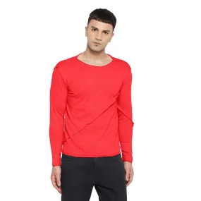 Red Slub Pleated Longsleeve Tee