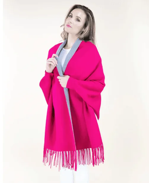 Reversible Fringe Capelet w/ Sleeves