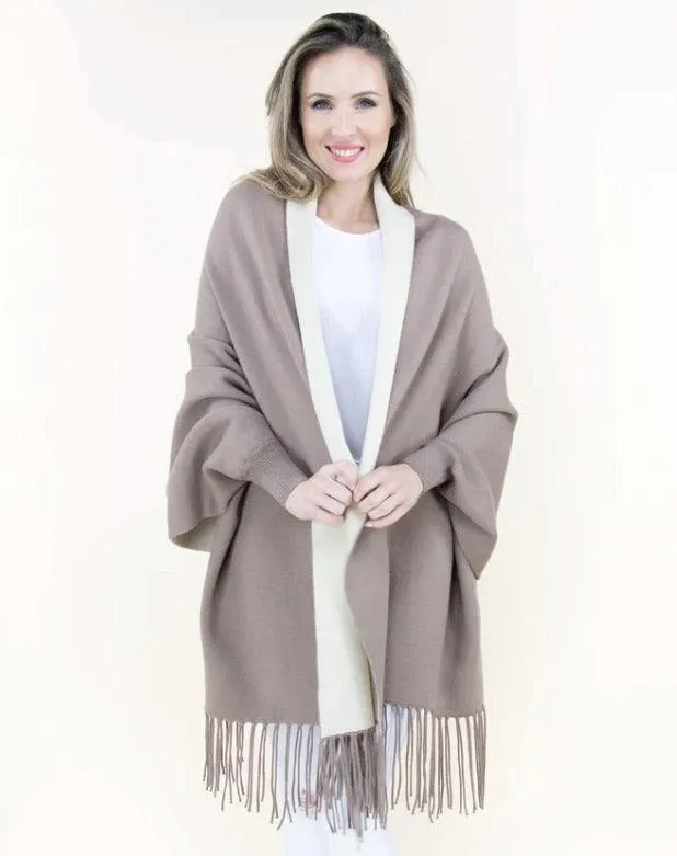 Reversible Fringe Capelet w/ Sleeves