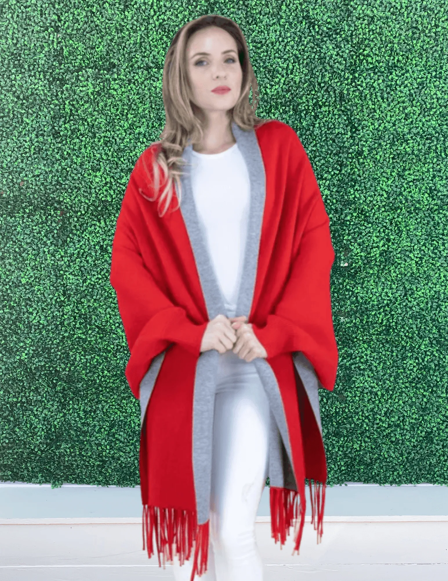 Reversible Fringe Capelet w/ Sleeves