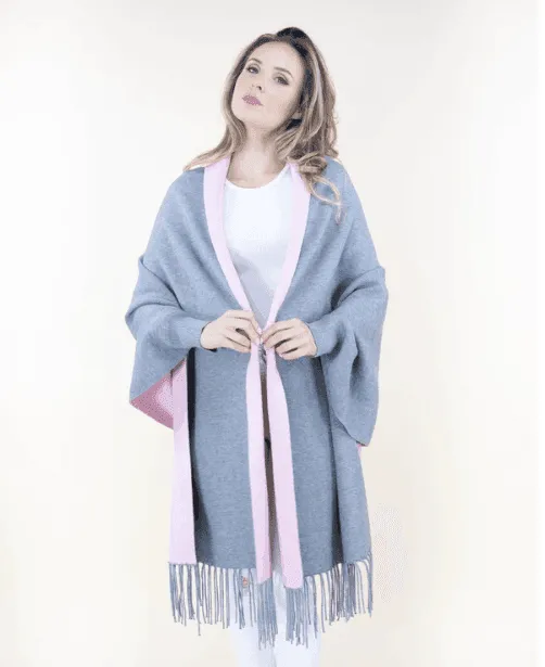 Reversible Fringe Capelet w/ Sleeves