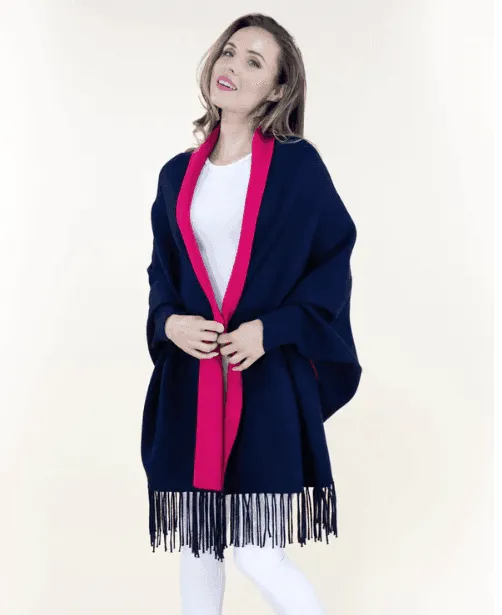 Reversible Fringe Capelet w/ Sleeves