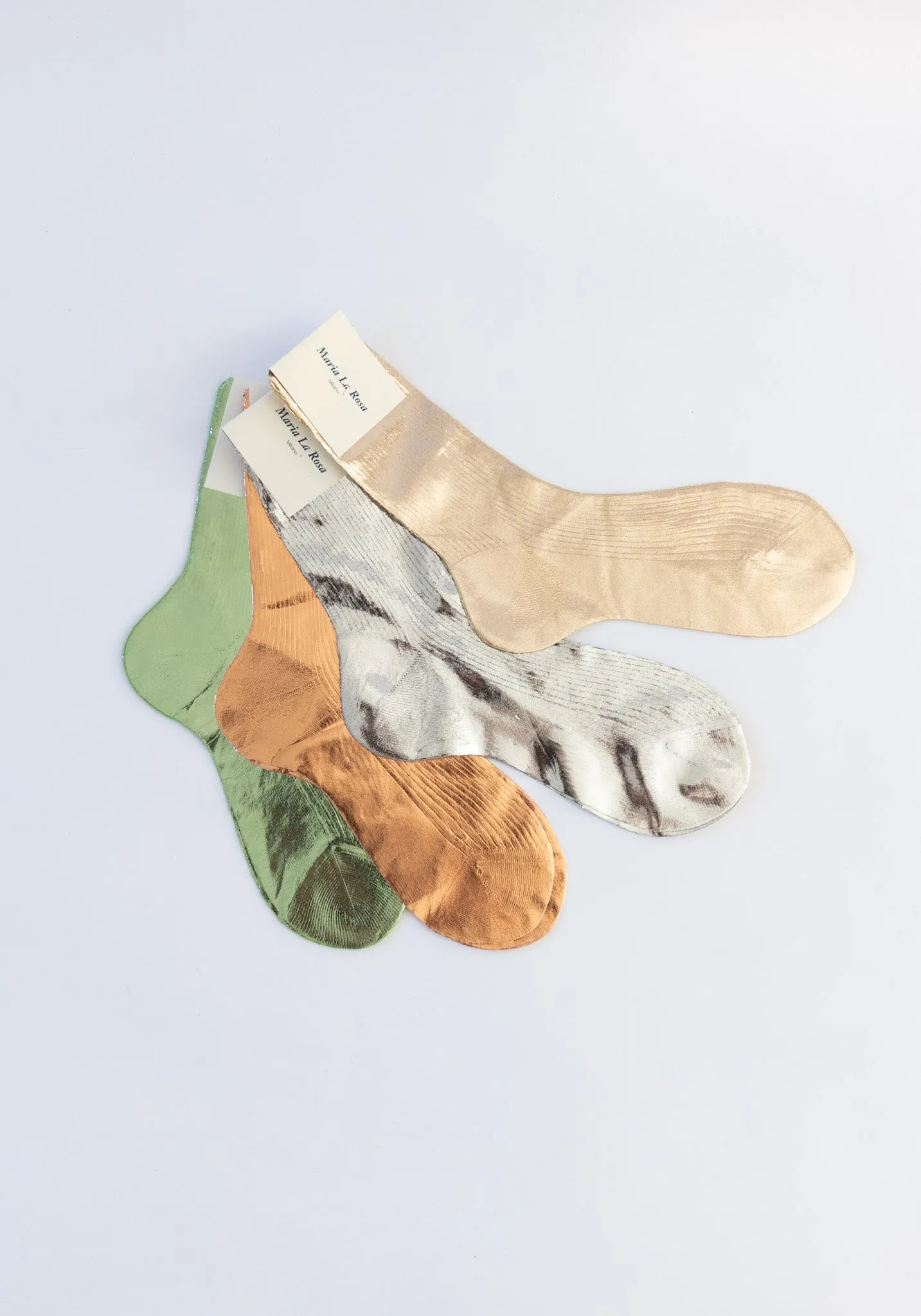 Ribbed Laminated Sock in Rosa