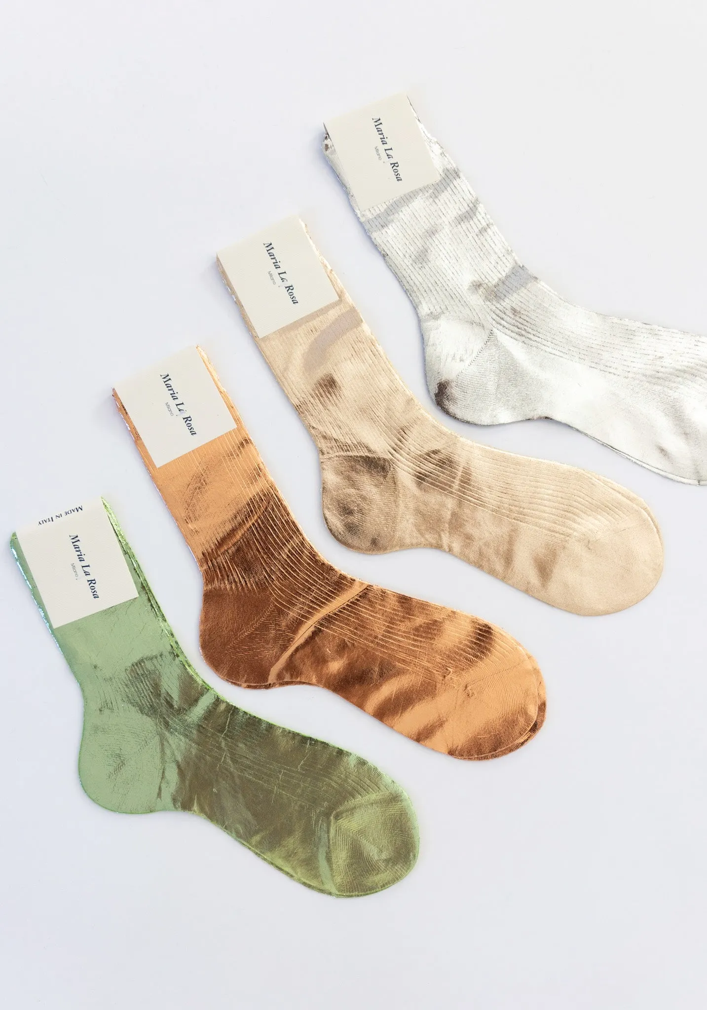 Ribbed Laminated Sock in Rosa