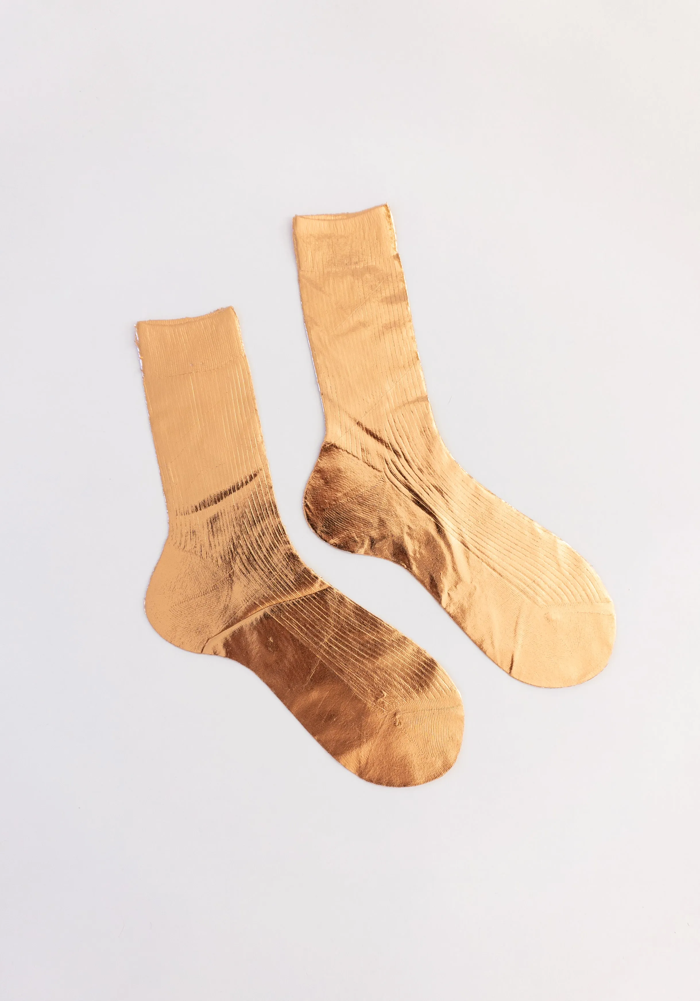 Ribbed Laminated Sock in Rosa