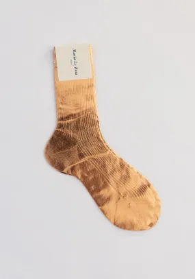 Ribbed Laminated Sock in Rosa