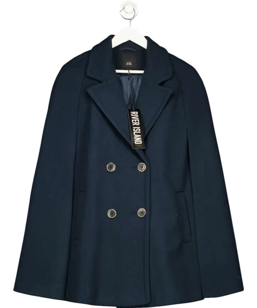 River Island Blue Double Breasted Sleeveless Blazer Jacket Navy UK XS