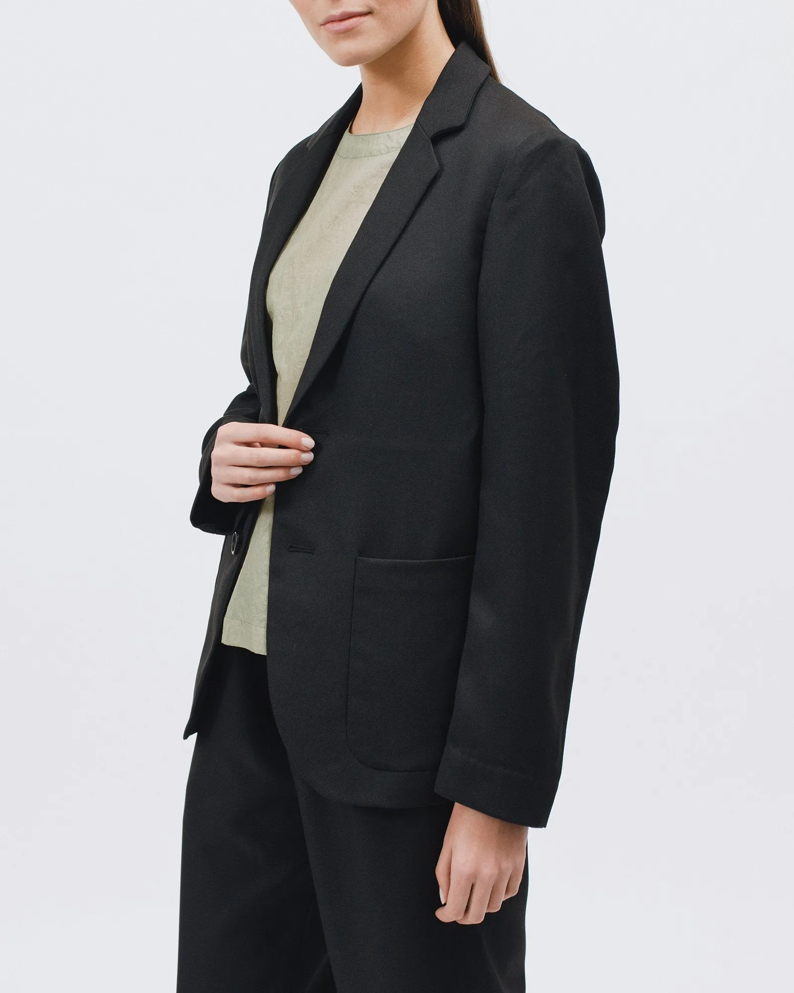 Single Breasted Jacket - Black Sharkskin