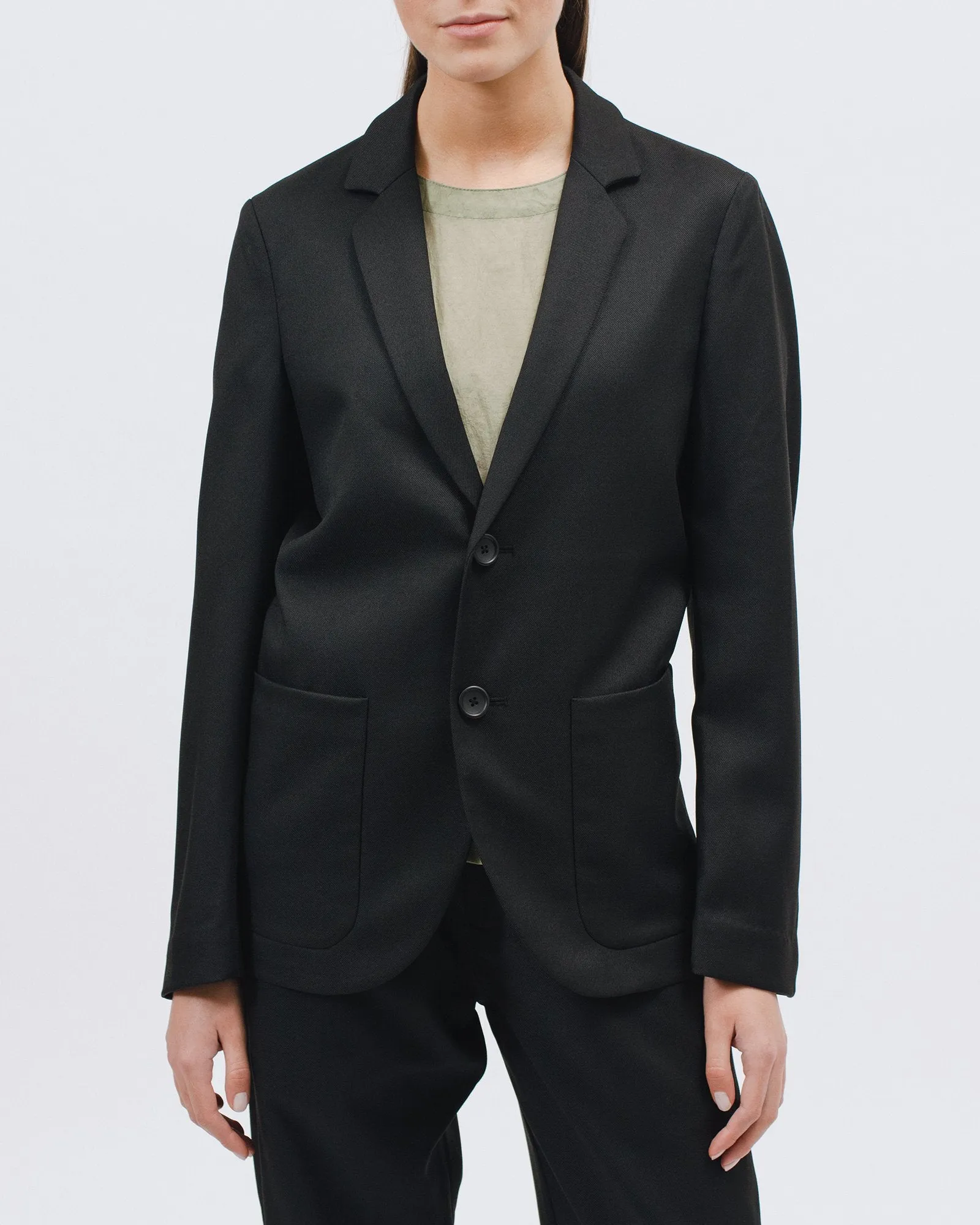 Single Breasted Jacket - Black Sharkskin