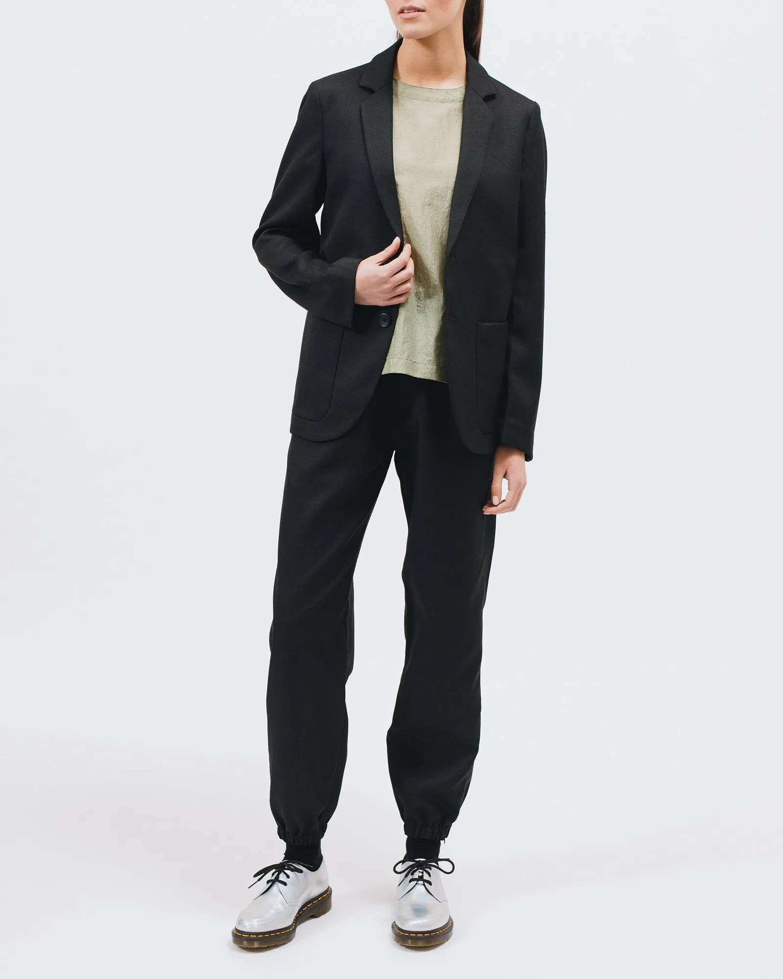 Single Breasted Jacket - Black Sharkskin