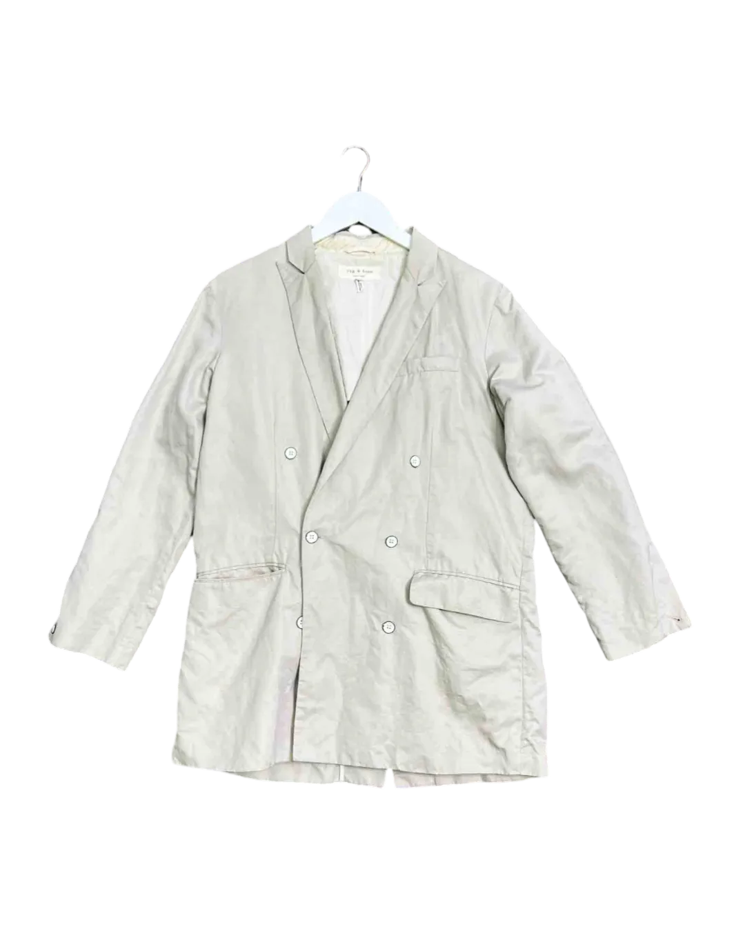 Size 8 - Rag & Bone Ecru Linen Blend Double Breasted Jacket