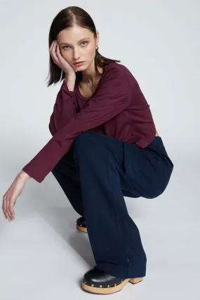 Stateside Softest Fleece Wide Leg Cargo Pant in New Navy