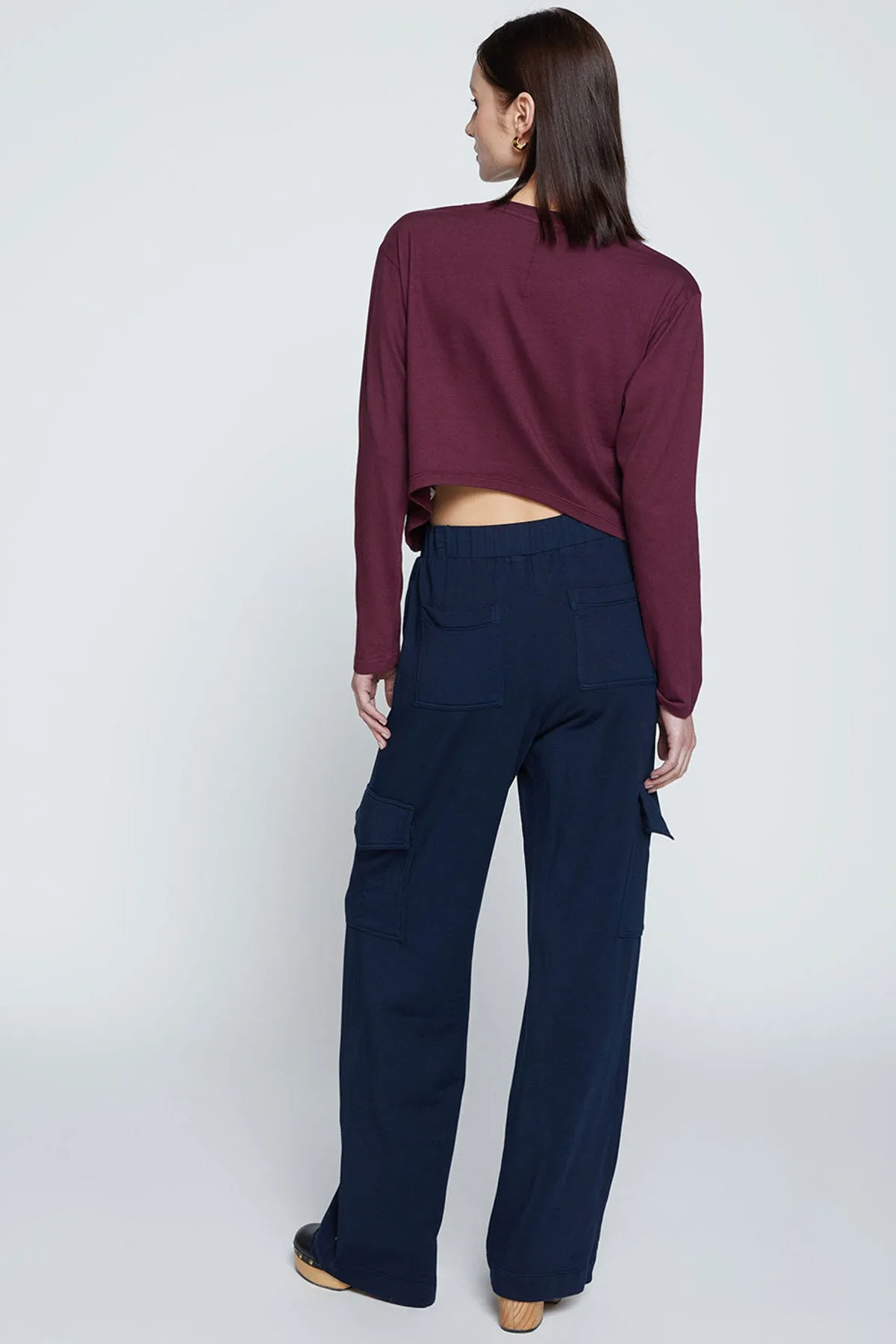 Stateside Softest Fleece Wide Leg Cargo Pant in New Navy