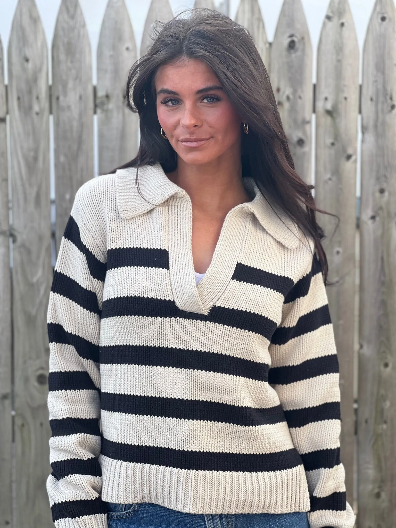 Stripe Collared Sweater