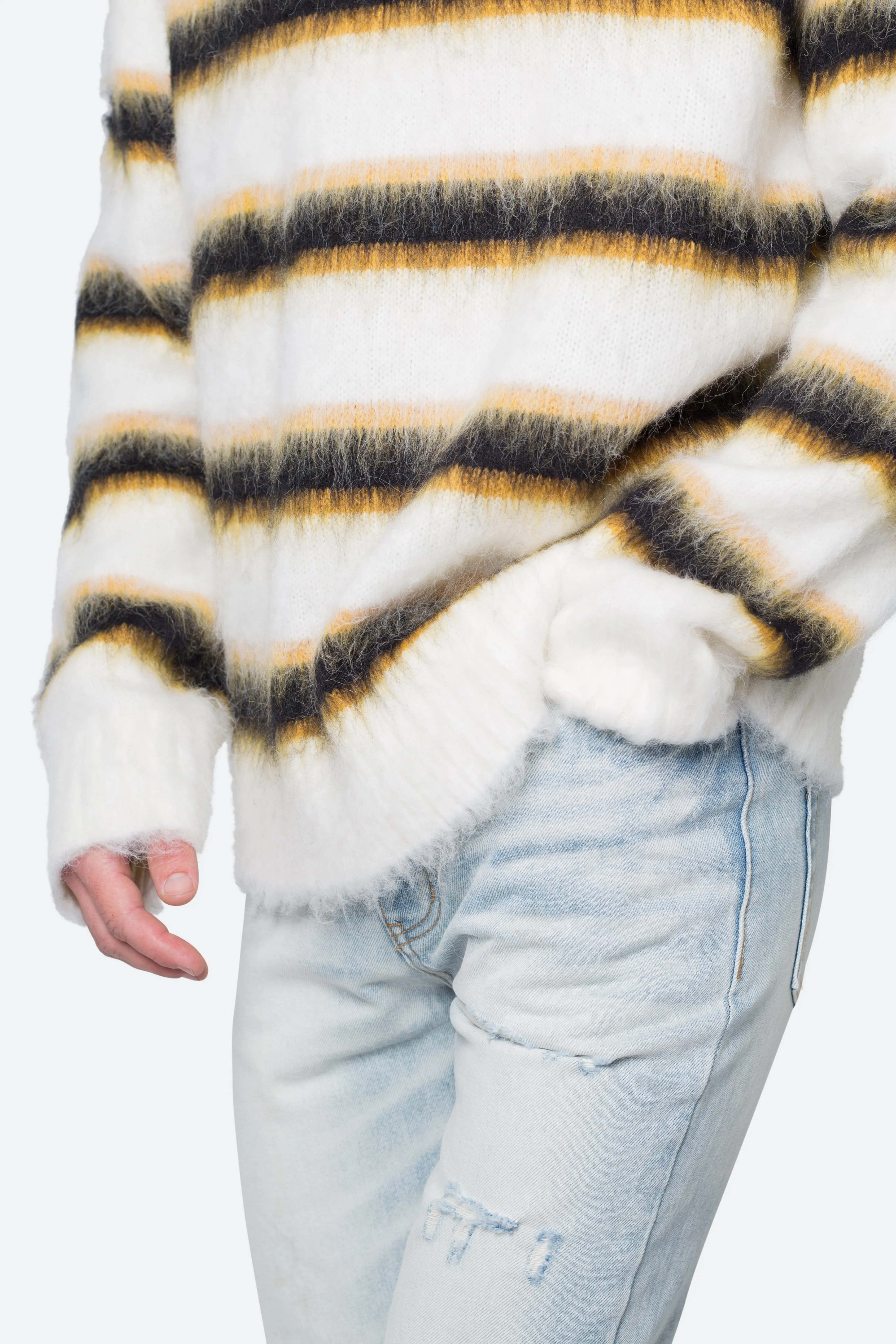 Striped Mohair Sweater - White