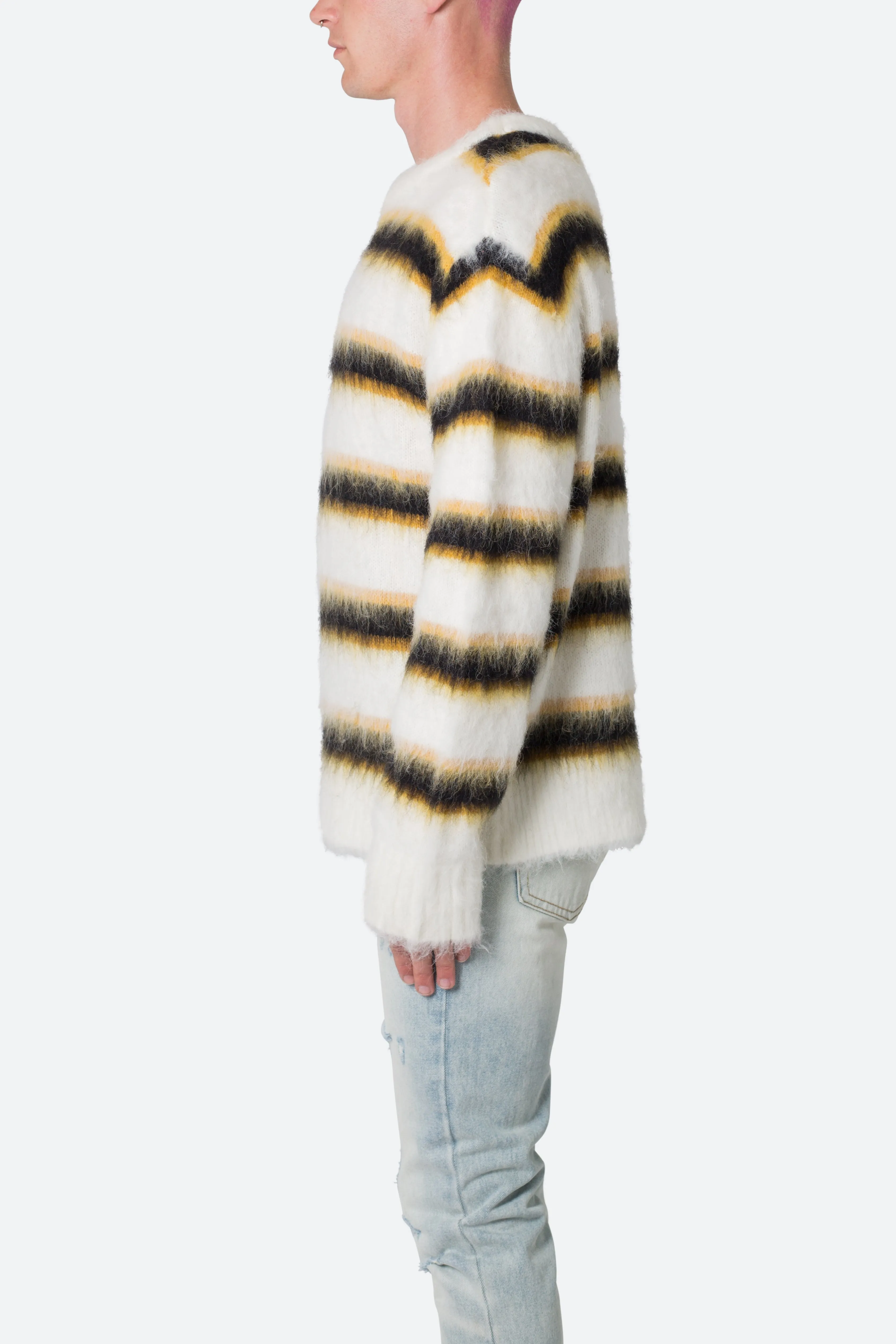 Striped Mohair Sweater - White