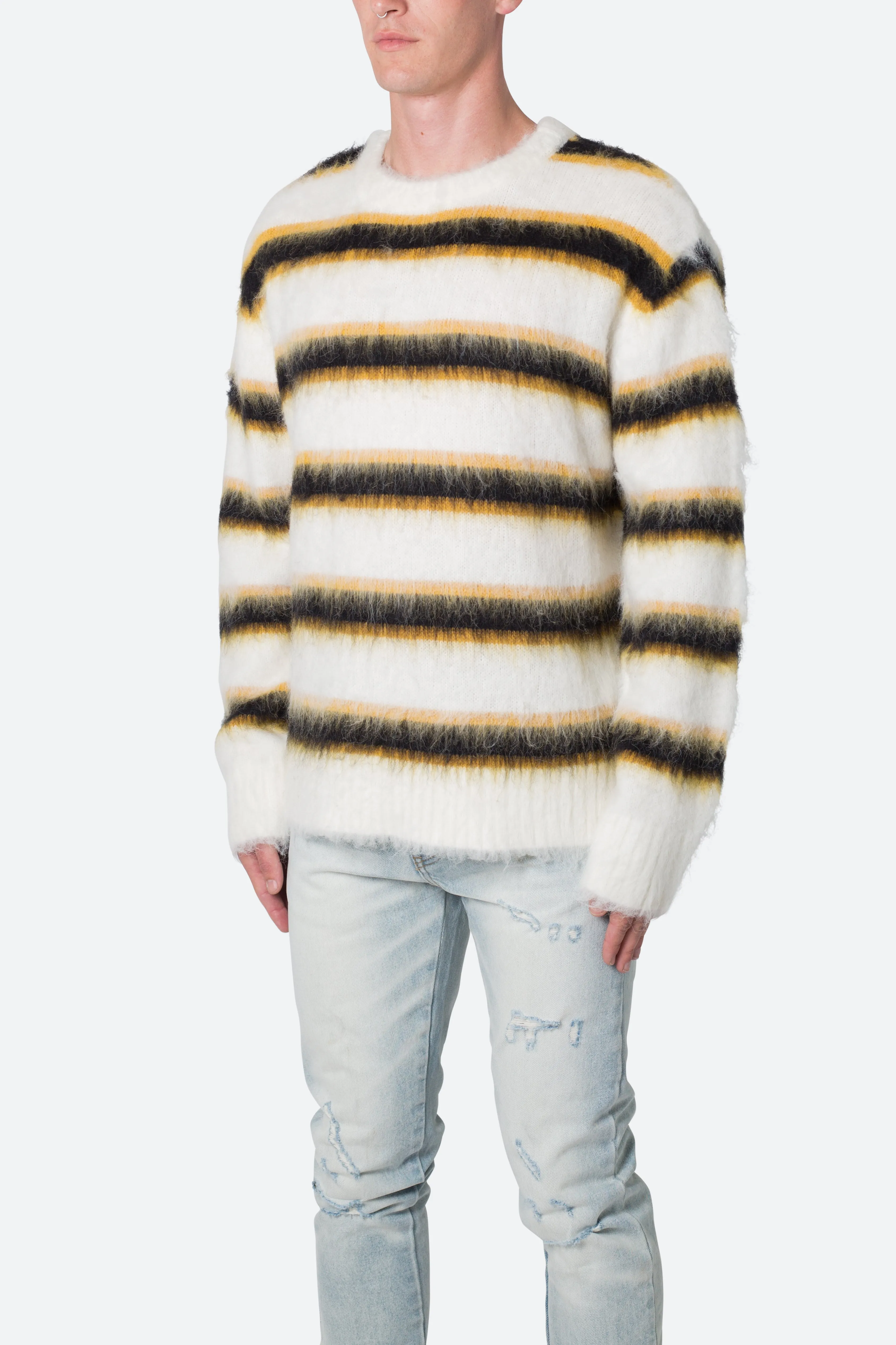 Striped Mohair Sweater - White