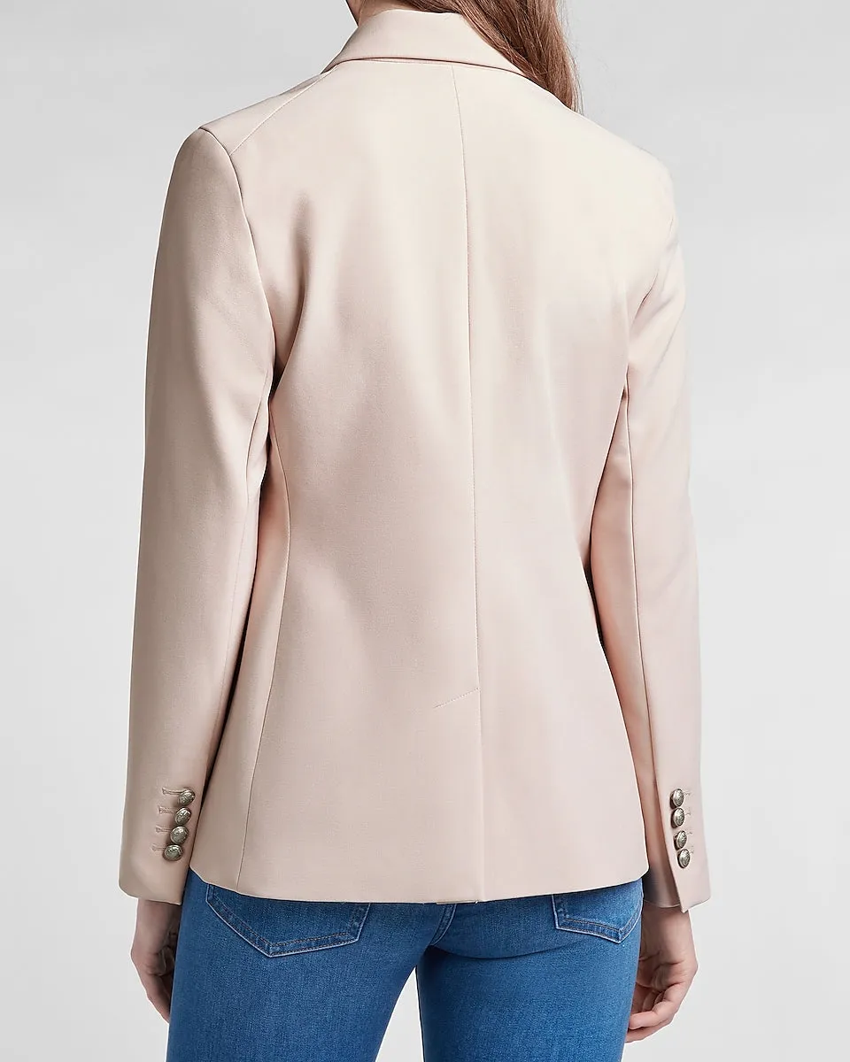 Supersoft Twill Double Breasted Novelty Button Blazer in Truffle Pink
