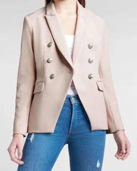 Supersoft Twill Double Breasted Novelty Button Blazer in Truffle Pink