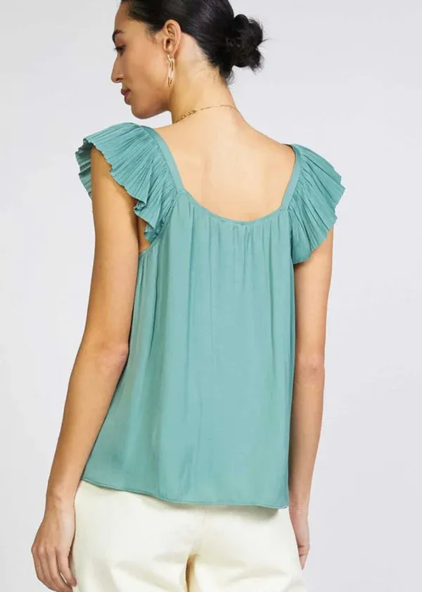 Val sweetheart neck Blouse I Sage Green