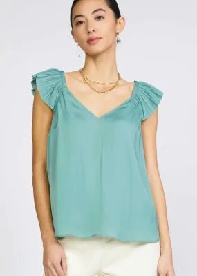Val sweetheart neck Blouse I Sage Green