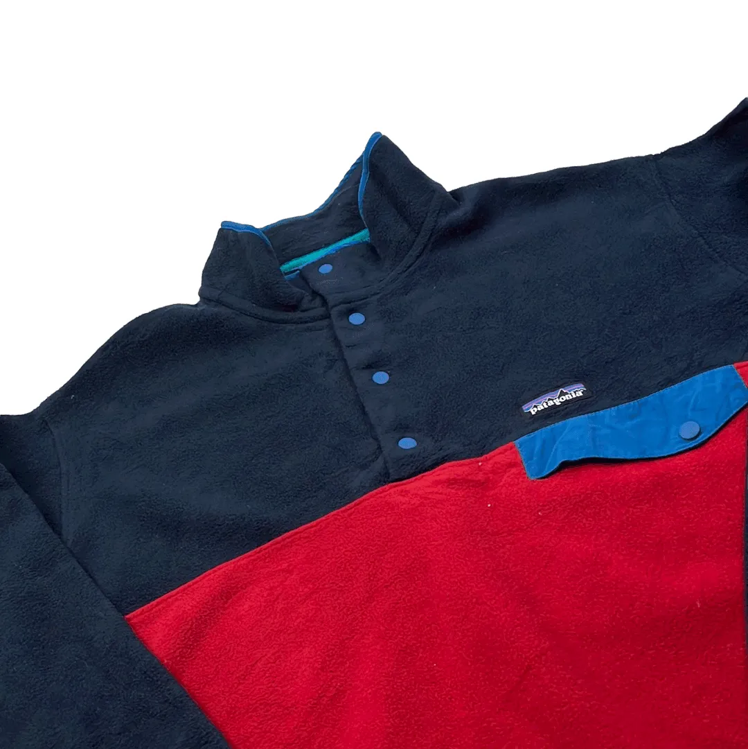 Vintage 90s Blue   Red Patagonia Synchilla Fleece - Large