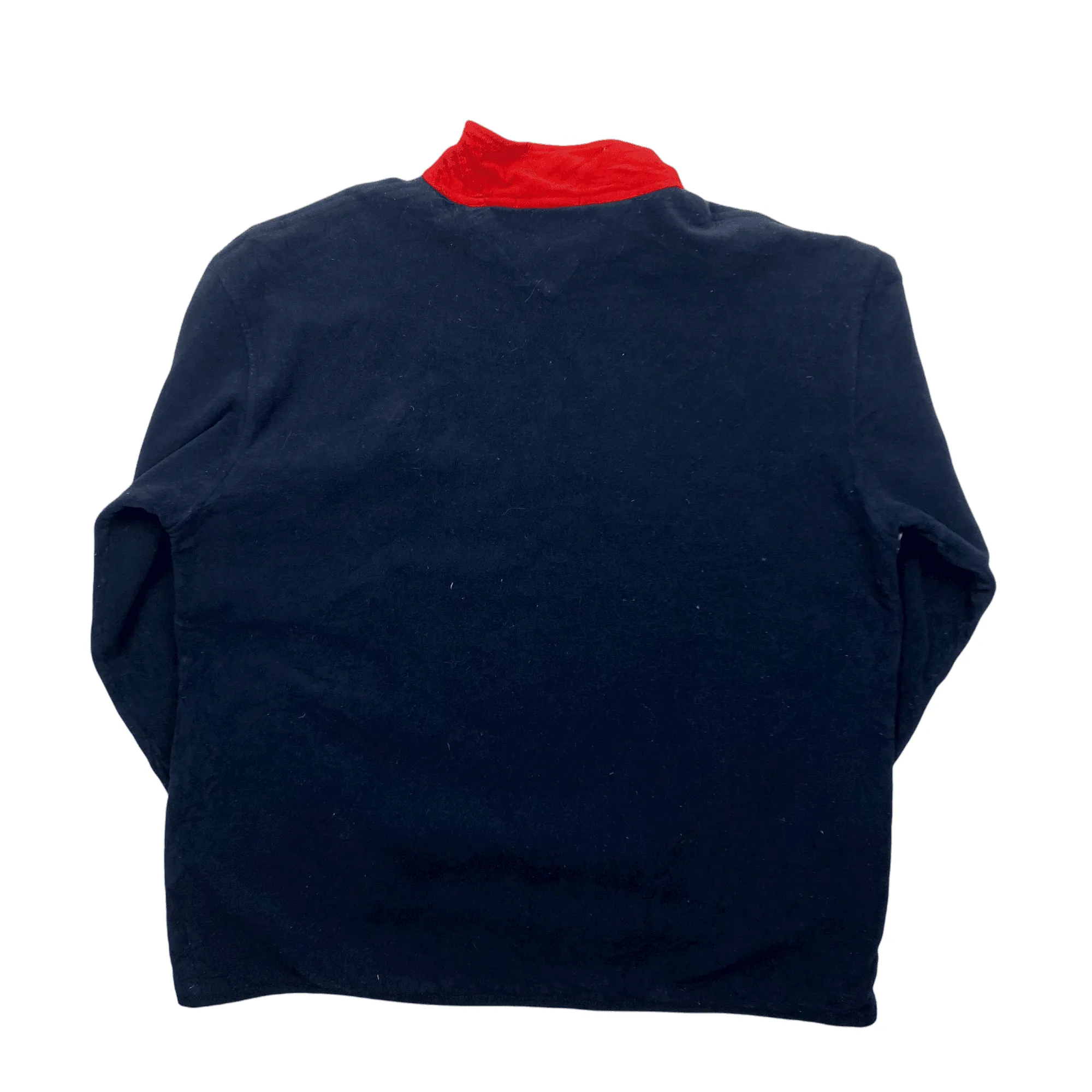 Vintage 90s Navy Blue   White Tommy Hilfiger Spell-Out Quarter Zip Fleece - XXL