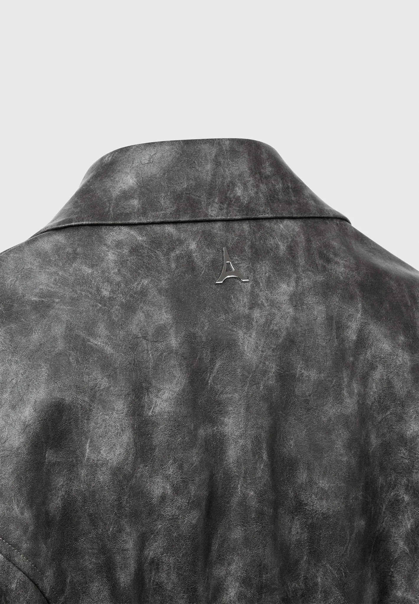 Vintage Double Breasted Leather Blazer Dress - Grey