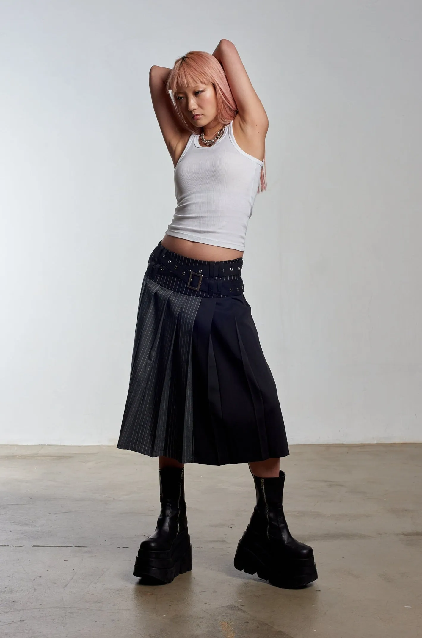 Warrior Pleated Midi Skirt