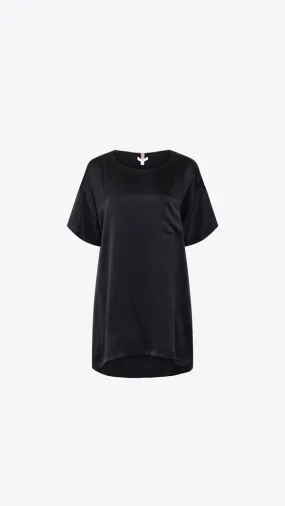 Washable Silk Oversized Sleep Tee - Immersed Black