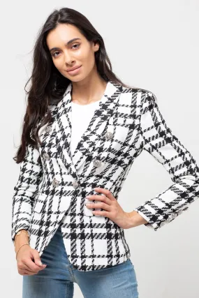 WHITE & BLACK CROSS BLAZER SILVER BUTTONS