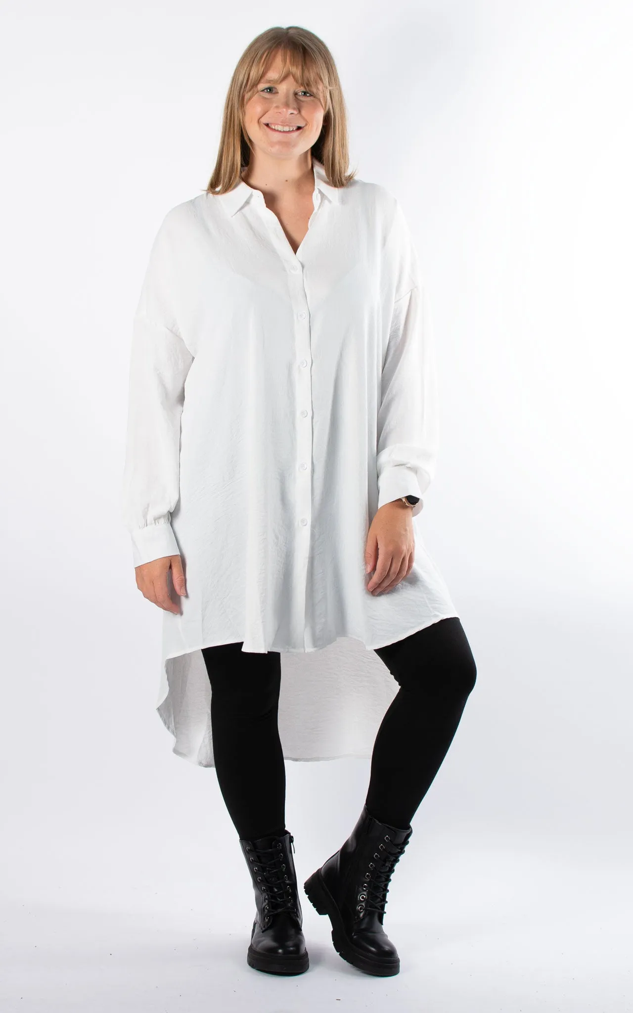 Whoopi Longline Shirt | White