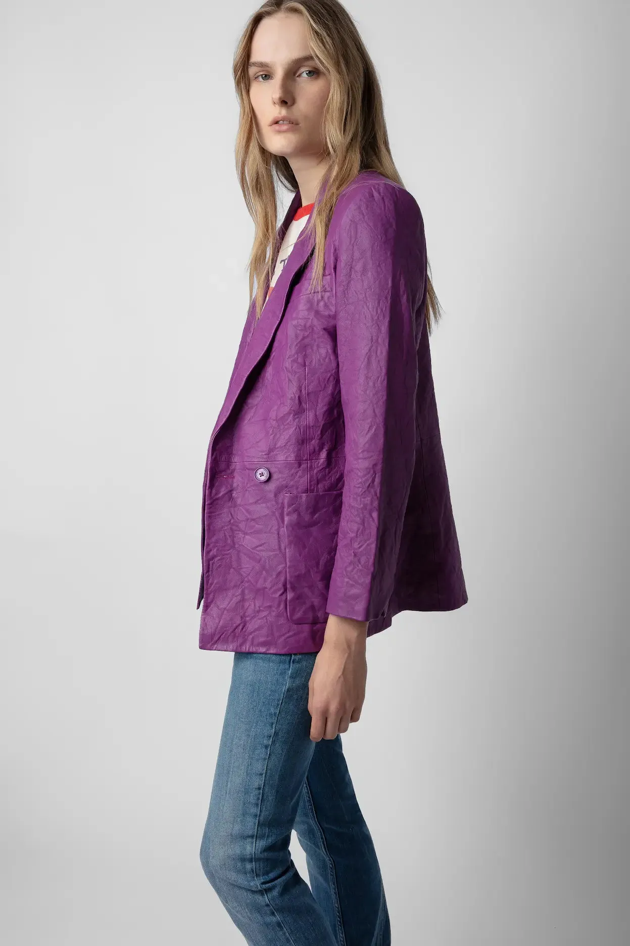Zadig & Voltaire Visko Cuir Froisse Veste