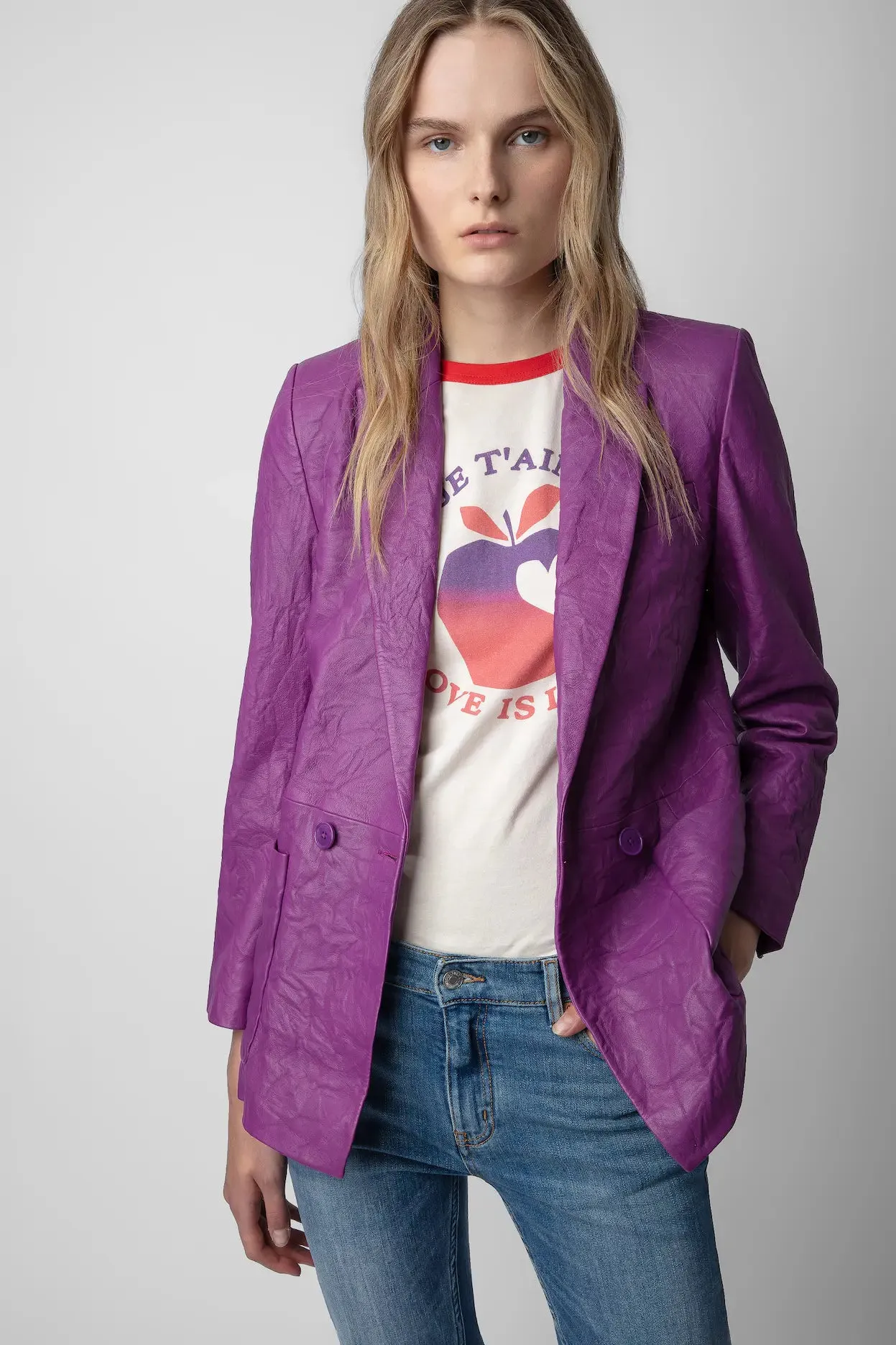 Zadig & Voltaire Visko Cuir Froisse Veste