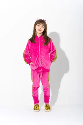 ZIP UP VELOUR JACKET WITH CONTRAST TAPE