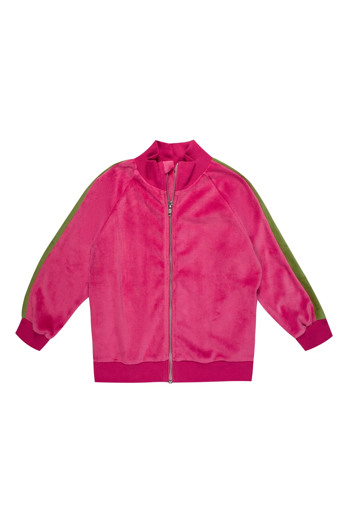 ZIP UP VELOUR JACKET WITH CONTRAST TAPE